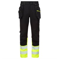 DX457 Hi-Vis Klass 1 Gul/svart Hölsterbyxa Stretch  Stl. 28 (C44)