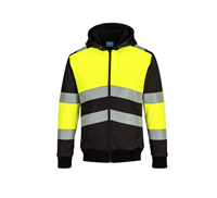 PW377  Zip Class 1 Winter Hoodie svart/gul L